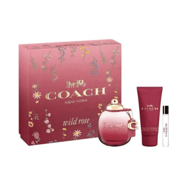 Coach Wild Rose Set For Women (Eau De Parfum 90 ml+Eau De Parfum 7.5 ml+Body Lotion 100 ml) - 3 Pieces - Zrafh.com - Your Destination for Baby & Mother Needs in Saudi Arabia