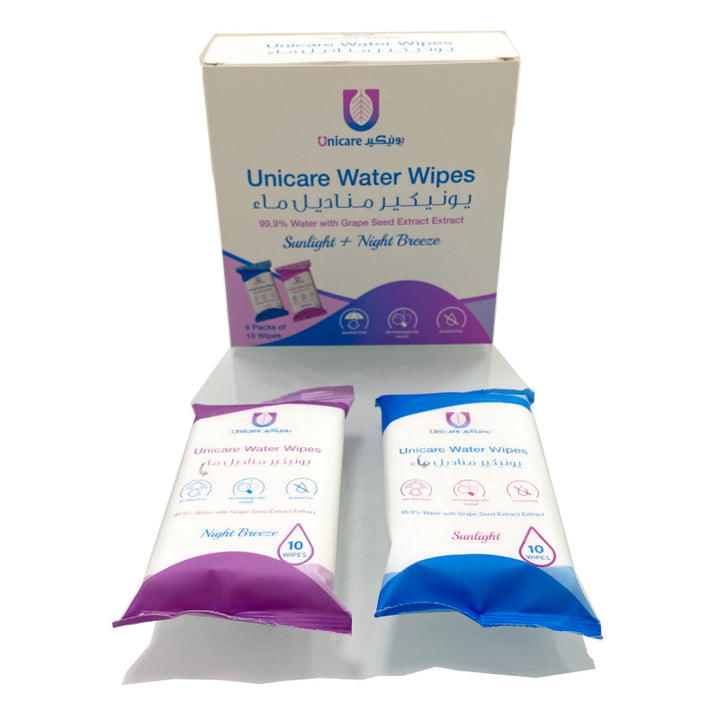 Unicare Water Wipes 6 Packets - 60 Wipes - Zrafh.com - Your Destination for Baby & Mother Needs in Saudi Arabia