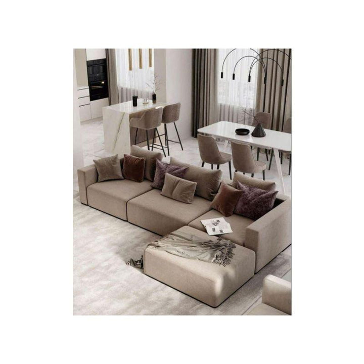 Alhome LShape  Sofa 270x160x85x85 cm - Beige - Zrafh.com - Your Destination for Baby & Mother Needs in Saudi Arabia