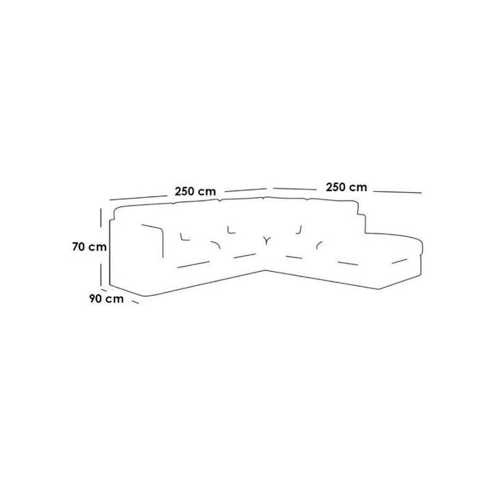 AlhomeLShape  Sofa - Linen - Grey - 90x250x70x250 cm - Zrafh.com - Your Destination for Baby & Mother Needs in Saudi Arabia