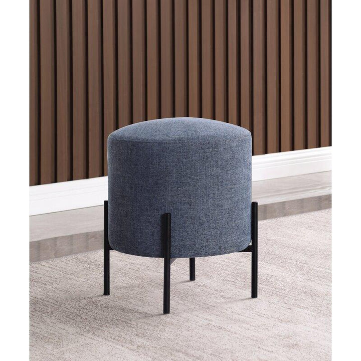 Alhome Linen Navy Pouf Malaysian Wood, Linen Fabric, Navy Color (40x40x46) - Zrafh.com - Your Destination for Baby & Mother Needs in Saudi Arabia