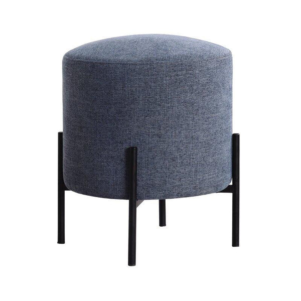 Alhome Linen Navy Pouf Malaysian Wood, Linen Fabric, Navy Color (40x40x46) - Zrafh.com - Your Destination for Baby & Mother Needs in Saudi Arabia