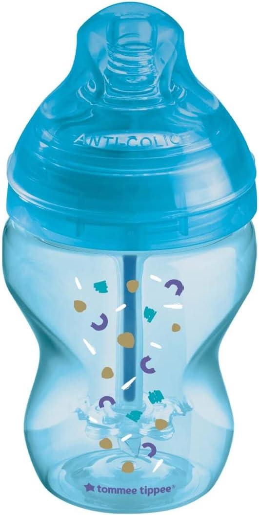 Tommee Tippee Advanced Anti-Colic Feeding Bottle, 260ml x1 - Boy - Zrafh.com - Your Destination for Baby & Mother Needs in Saudi Arabia