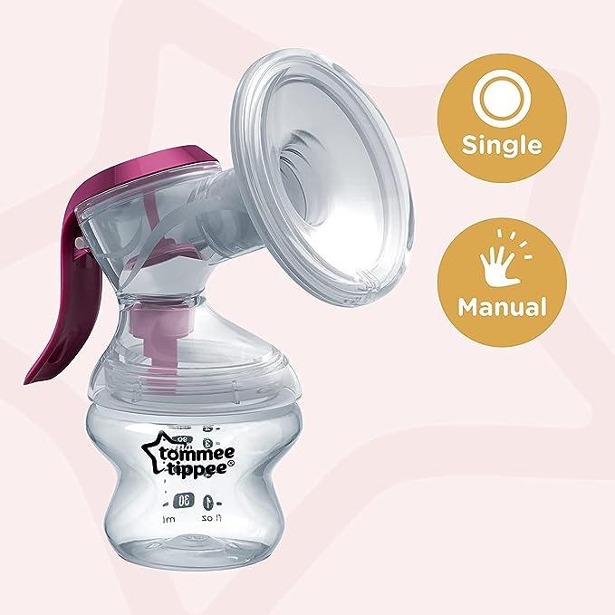 Tommee Tippee Made for Me Manual Breast Pump with soft, cushioned silicone cup and narrow neck for hand strain reduction - Zrafh.com - Your Destination for Baby & Mother Needs in Saudi Arabia