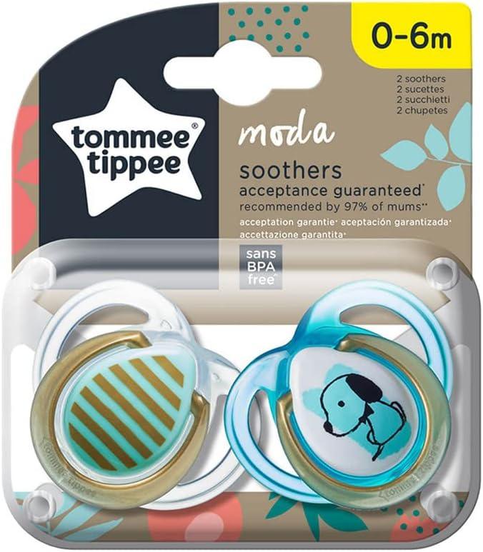 Tommee Tippee MODA Soother, (0-6 months), Pack of 2 -Boy - Zrafh.com - Your Destination for Baby & Mother Needs in Saudi Arabia