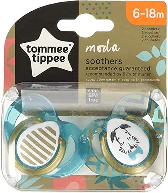 Tommee Tippee MODA Soother, (6-18 months), Pack of 2 -Boy - Zrafh.com - Your Destination for Baby & Mother Needs in Saudi Arabia