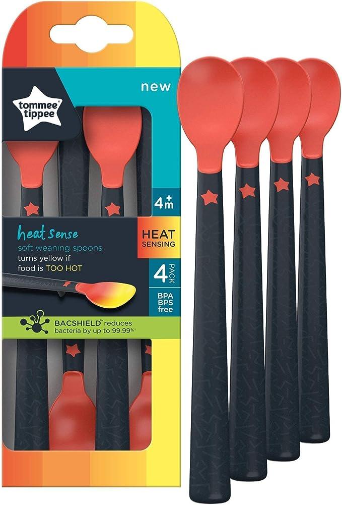 Tommee Tippee Heat Sense Soft Weaning Spoon, 4 m+ ( Pack of 4) - Zrafh.com - Your Destination for Baby & Mother Needs in Saudi Arabia