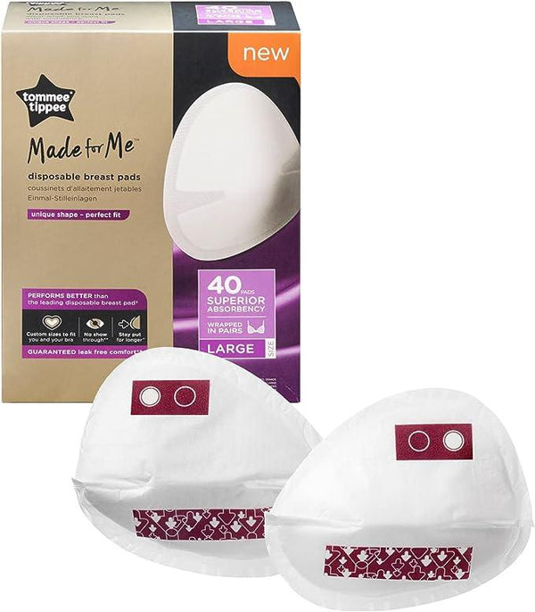 Tommee Tippee Made For Me Disposable Breast Pads 40pcs Wrapped In Pairs Large Size - Zrafh.com - Your Destination for Baby & Mother Needs in Saudi Arabia