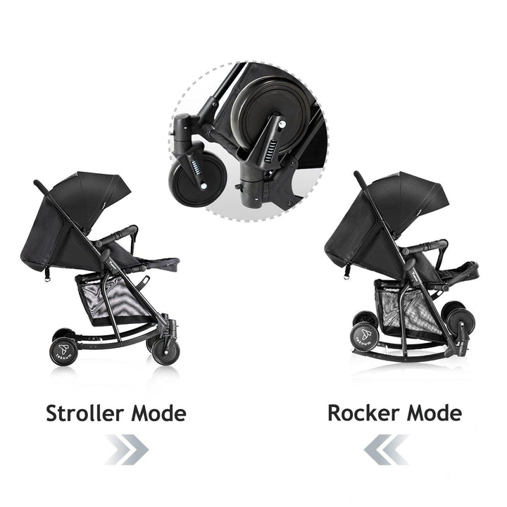 Teknum Stroller With Rocker with Blue Styler Fashion Diaper Bag- Black - ZRAFH