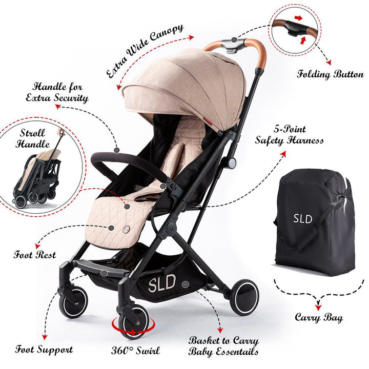 Teknum SLD Stroller Combo with Elite Diaper Bag, Changing Mat and Stroller Hooks - Khaki - Zrafh.com - Your Destination for Baby & Mother Needs in Saudi Arabia