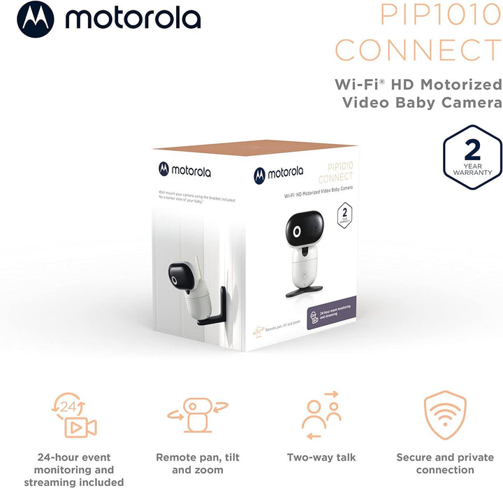 Motorola Baby Monitor Camera PIP1010 - WiFi Motorized Video Camera with HD 1080p - Connects to Smart Phone App - Remote Pan, Tilt, Zoom - Two-Way Audio, Room Temp Sensor, Lullabies, Night Vision - Zrafh.com - Your Destination for Baby & Mother Needs in Saudi Arabia