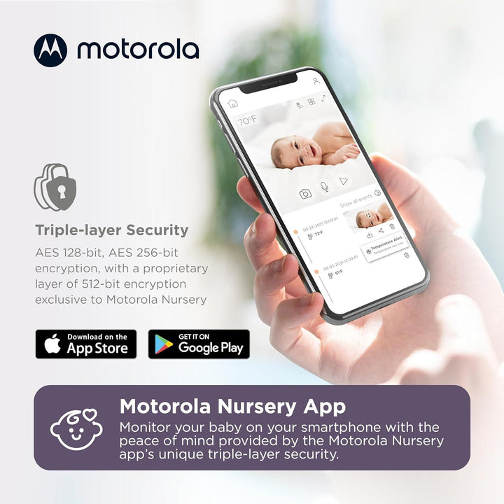 Motorola Baby Monitor Camera PIP1010 - WiFi Motorized Video Camera with HD 1080p - Connects to Smart Phone App - Remote Pan, Tilt, Zoom - Two-Way Audio, Room Temp Sensor, Lullabies, Night Vision - Zrafh.com - Your Destination for Baby & Mother Needs in Saudi Arabia