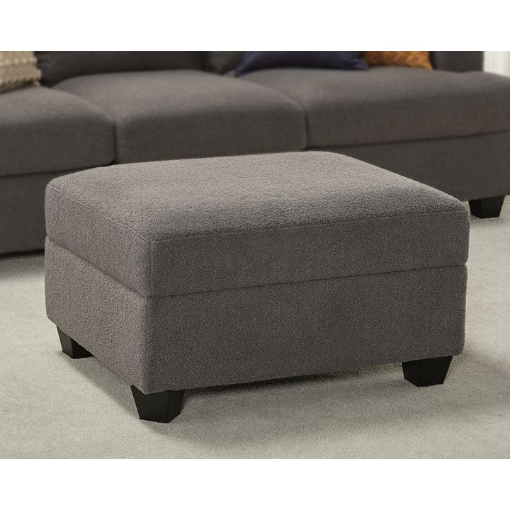 Alhome Bouclé Gray Pouf Malaysian Wood, Bouclé Fabric, Gray Color (80x60x45) - Zrafh.com - Your Destination for Baby & Mother Needs in Saudi Arabia