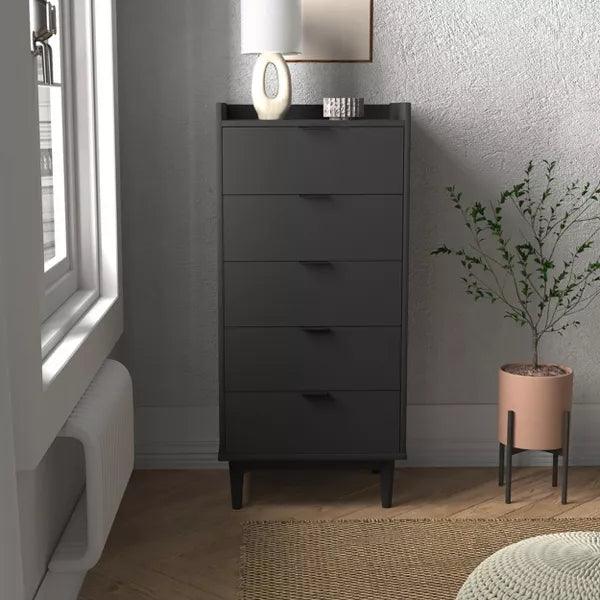 Alhome Black Unit Drawers Sleek and Versatile Storage Unit in Compressed Wood - Zrafh.com - Your Destination for Baby & Mother Needs in Saudi Arabia
