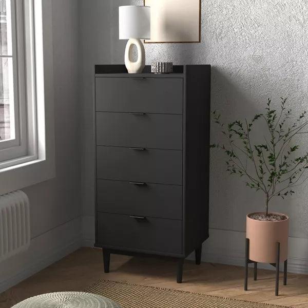 Alhome Black Unit Drawers Sleek and Versatile Storage Unit in Compressed Wood - Zrafh.com - Your Destination for Baby & Mother Needs in Saudi Arabia