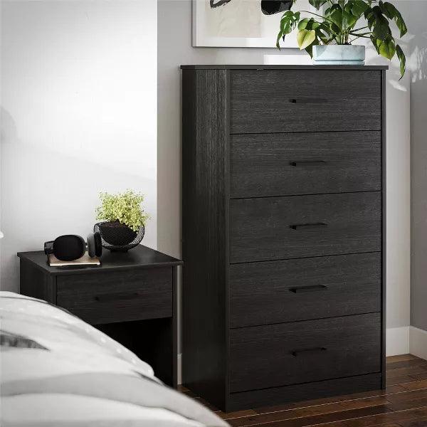 Alhome Black Unit Drawers Stylish and Spacious Storage Solution in Compressed Wood - Zrafh.com - Your Destination for Baby & Mother Needs in Saudi Arabia