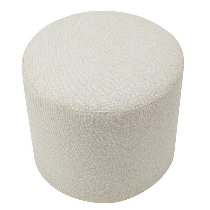 Alhome Linen White Pouf Malaysian Wood, Linen Fabric, White Color (40x40x40) - Zrafh.com - Your Destination for Baby & Mother Needs in Saudi Arabia