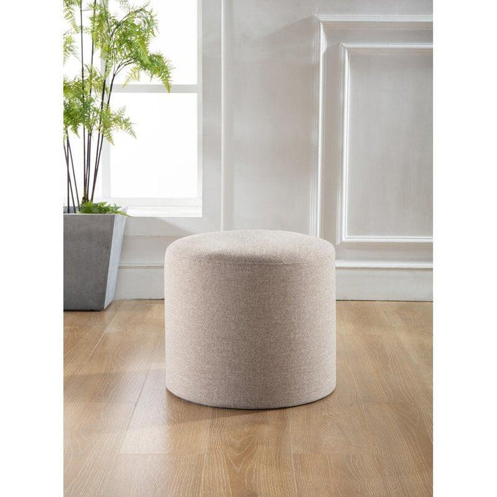 Alhome Linen Beige Pouf Malaysian Wood, Linen Fabric, Beige Color (40x40x45) - Zrafh.com - Your Destination for Baby & Mother Needs in Saudi Arabia