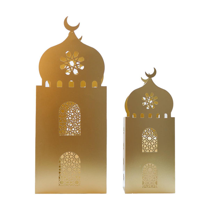 Family Ship A set of two iron Ramadan lanterns with golden color lighting - Zrafh.com - Your Destination for Baby & Mother Needs in Saudi Arabia