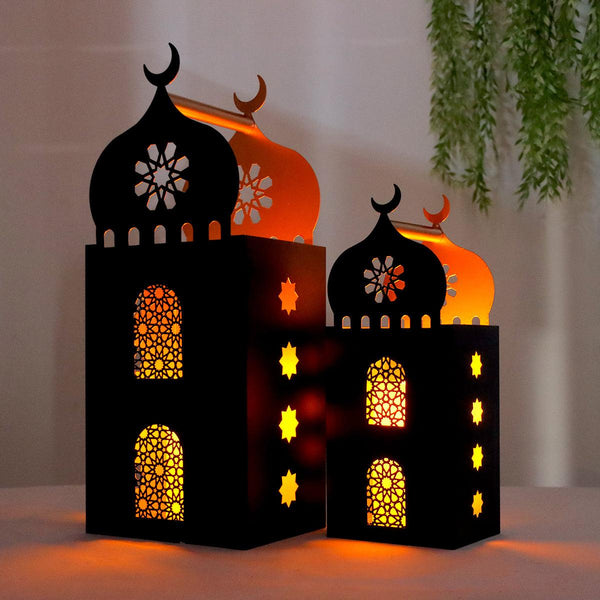Family Ship A set of two iron Ramadan lanterns with black color - Zrafh.com - Your Destination for Baby & Mother Needs in Saudi Arabia
