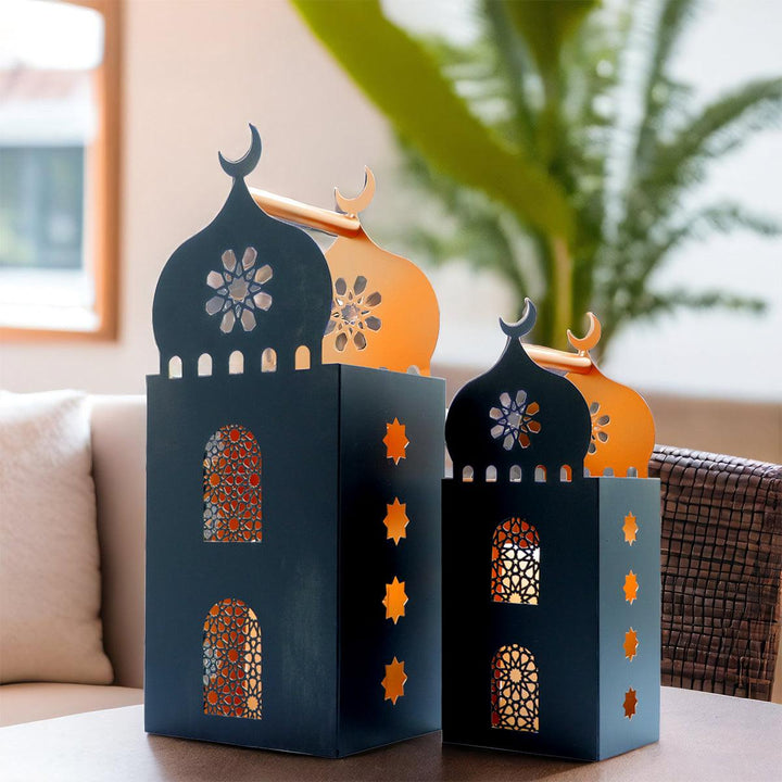 Family Ship A set of two iron Ramadan lanterns with black color - Zrafh.com - Your Destination for Baby & Mother Needs in Saudi Arabia