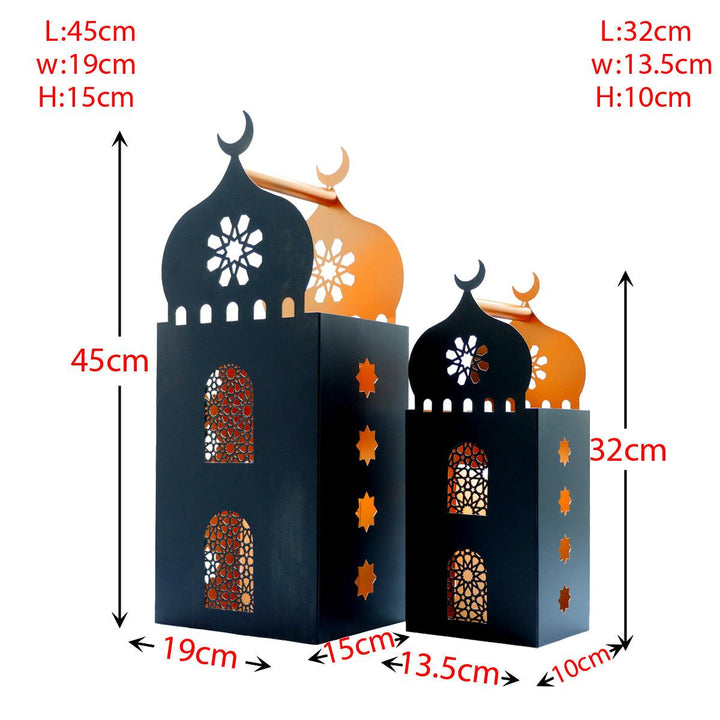 Family Ship A set of two iron Ramadan lanterns with black color - Zrafh.com - Your Destination for Baby & Mother Needs in Saudi Arabia