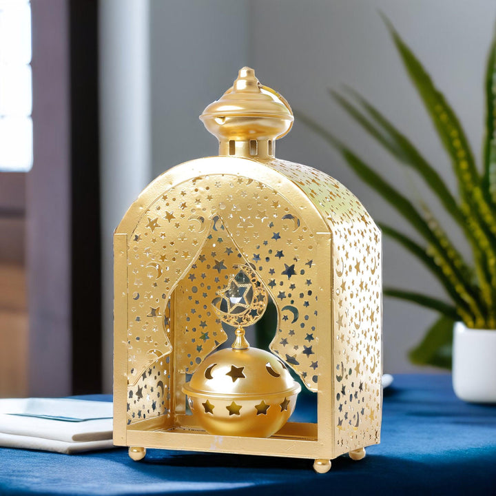 Family Ship Iron Ramadan lantern with golden lighting - Zrafh.com - Your Destination for Baby & Mother Needs in Saudi Arabia