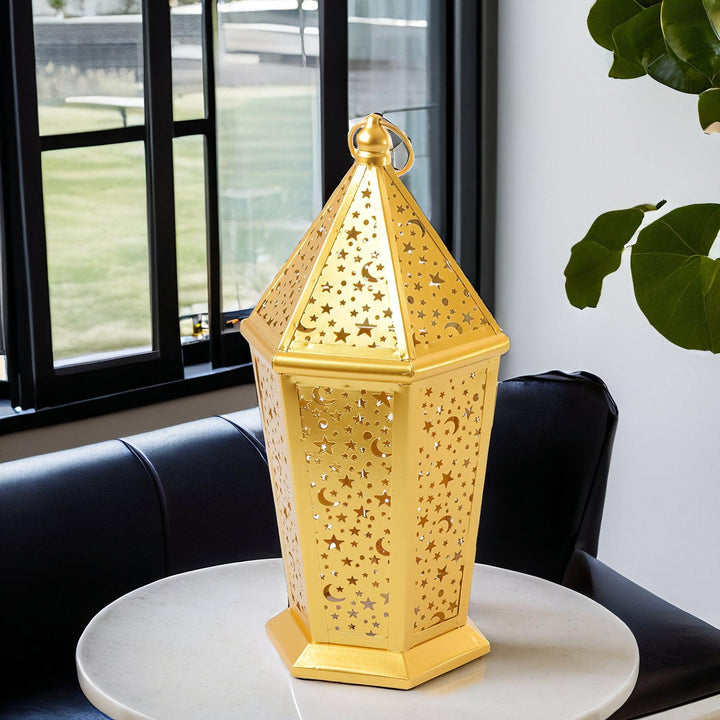 Family Ship Iron Ramadan lantern with golden lighting - Zrafh.com - Your Destination for Baby & Mother Needs in Saudi Arabia