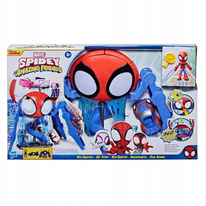 Spidey and His Amazing Friends Marvel Web-Quarters Playset with Lights and Sounds, Includes Spidey Action Figure and Toy Car, for Kids Ages 3 and Up,F1461 - ZRAFH