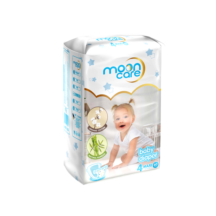 Mooncare Baby Diapers Size 4 Maxi, 60 Pieces (8-14kg)