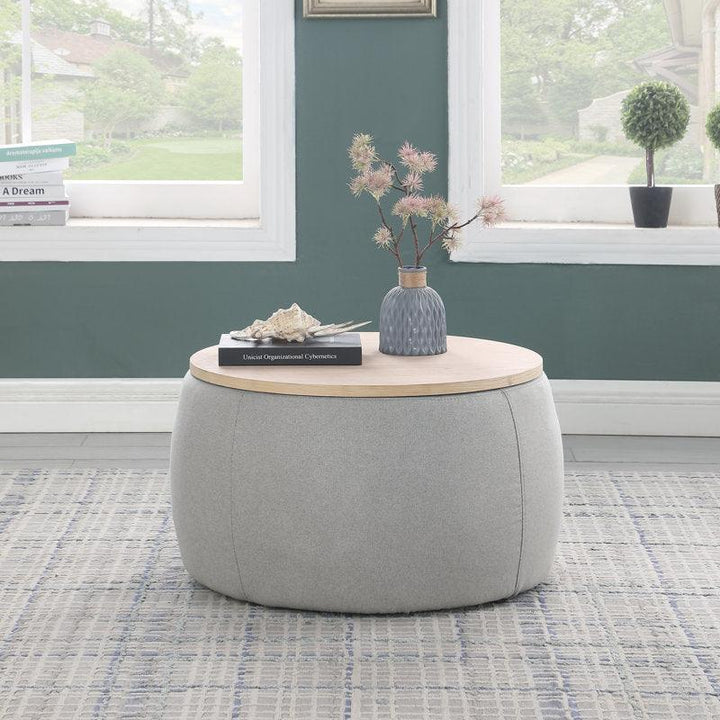 Alhome Linen Gray Pouf Malaysian Wood, Linen Fabric, Gray Color (60x45x45) - Zrafh.com - Your Destination for Baby & Mother Needs in Saudi Arabia