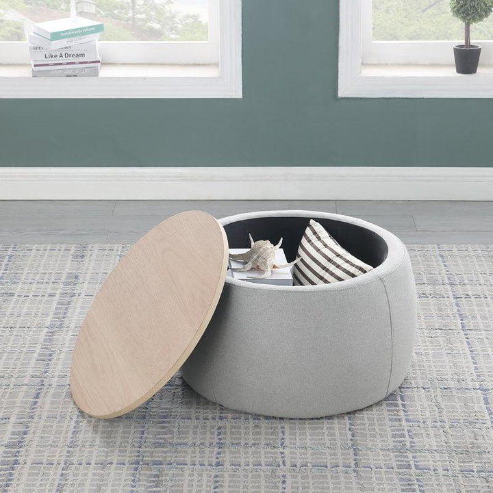 Alhome Linen Gray Pouf Malaysian Wood, Linen Fabric, Gray Color (60x45x45) - Zrafh.com - Your Destination for Baby & Mother Needs in Saudi Arabia