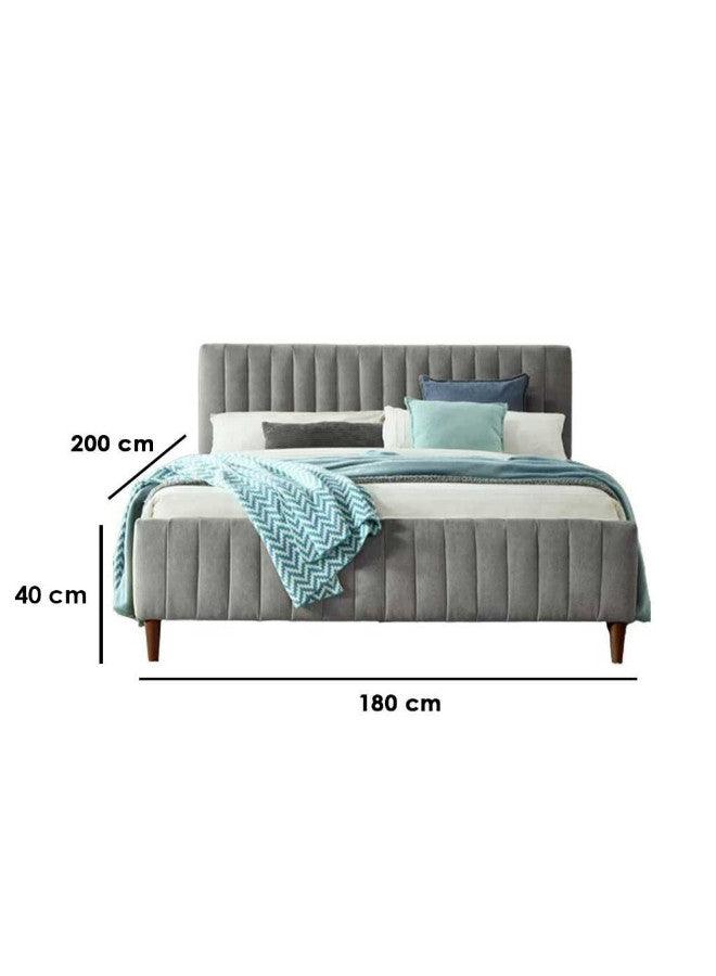 Alhome King Bed - 200x180x40 cm - Grey - AL-81 - Zrafh.com - Your Destination for Baby & Mother Needs in Saudi Arabia
