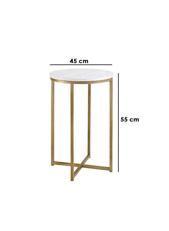 Alhome Side Table 55 x 45 cm - White and Gold - AL-82 - Zrafh.com - Your Destination for Baby & Mother Needs in Saudi Arabia