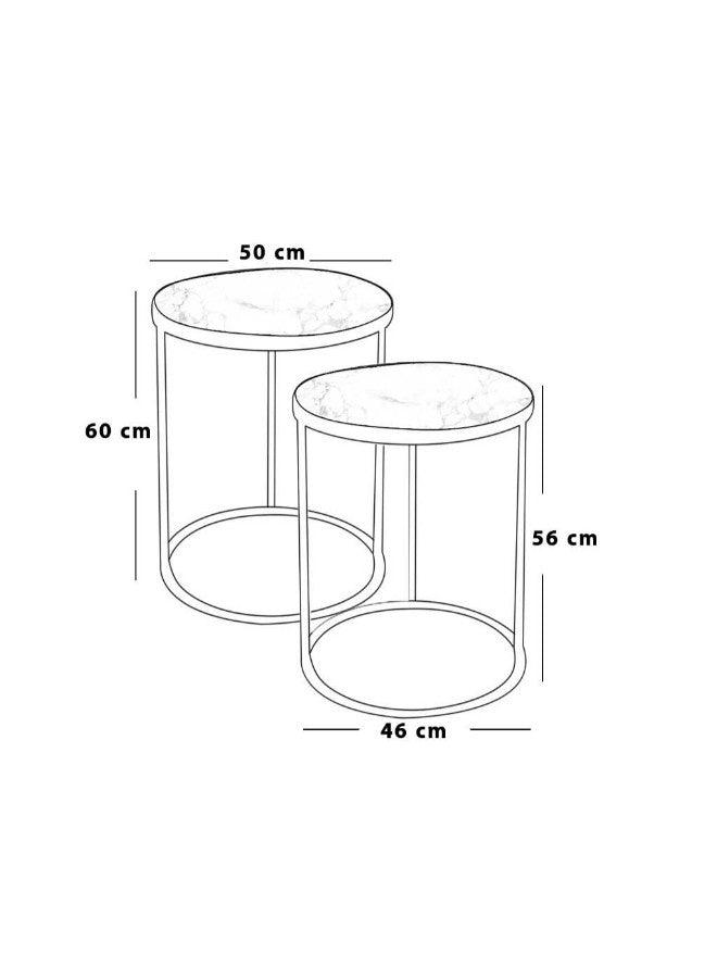 Alhome side tables 2 pieces - white and gold - AL-198 - Zrafh.com - Your Destination for Baby & Mother Needs in Saudi Arabia