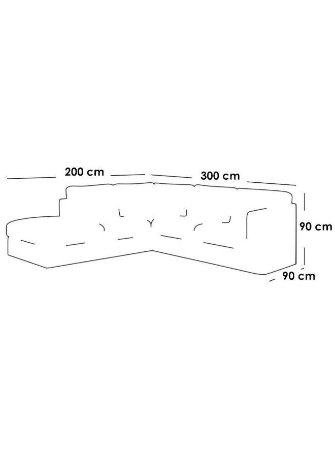 Alhome Corner Sofa 90x90x300x200 cm - White - AL-246 - Zrafh.com - Your Destination for Baby & Mother Needs in Saudi Arabia