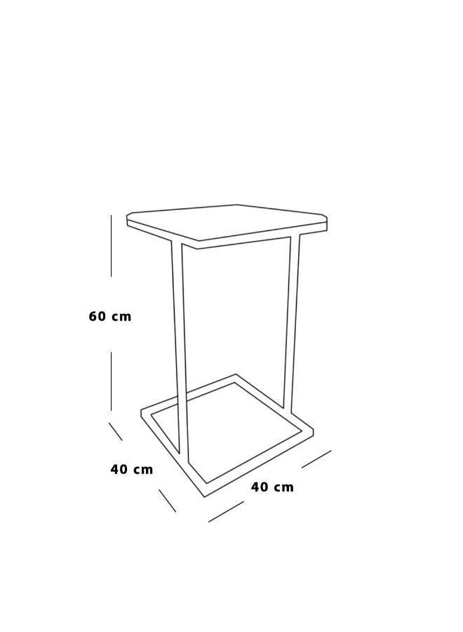 Alhome side table, size 40 x 40 x 60 cm - white and gold - AL-339 - Zrafh.com - Your Destination for Baby & Mother Needs in Saudi Arabia