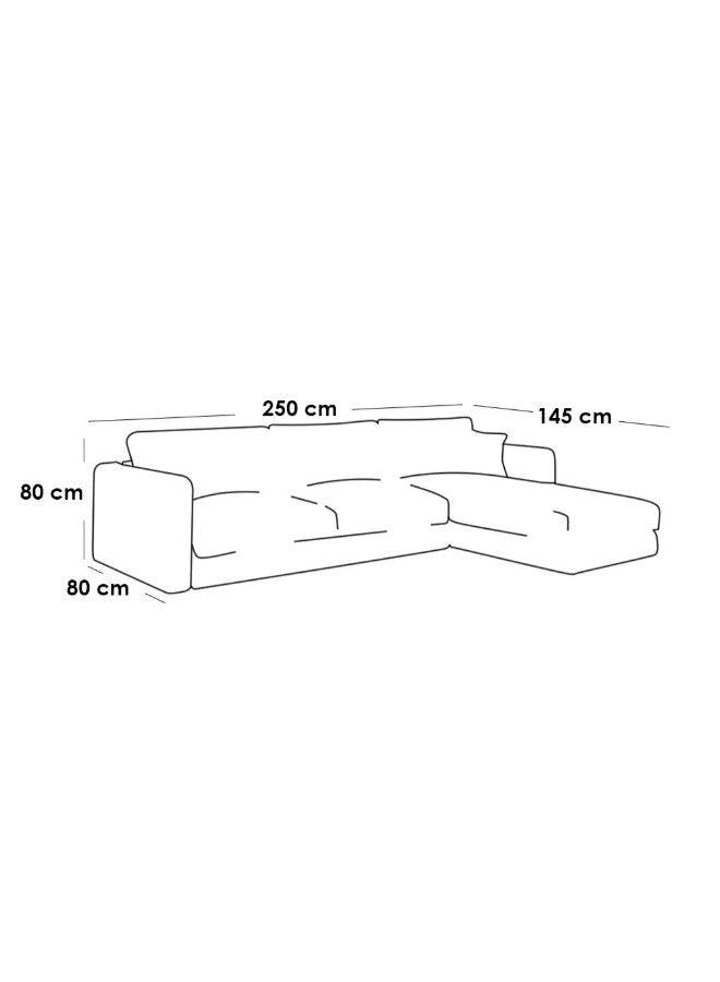 Alhome Corner sofa, size 250x80x145x80 cm - beige - AL-472 - Zrafh.com - Your Destination for Baby & Mother Needs in Saudi Arabia