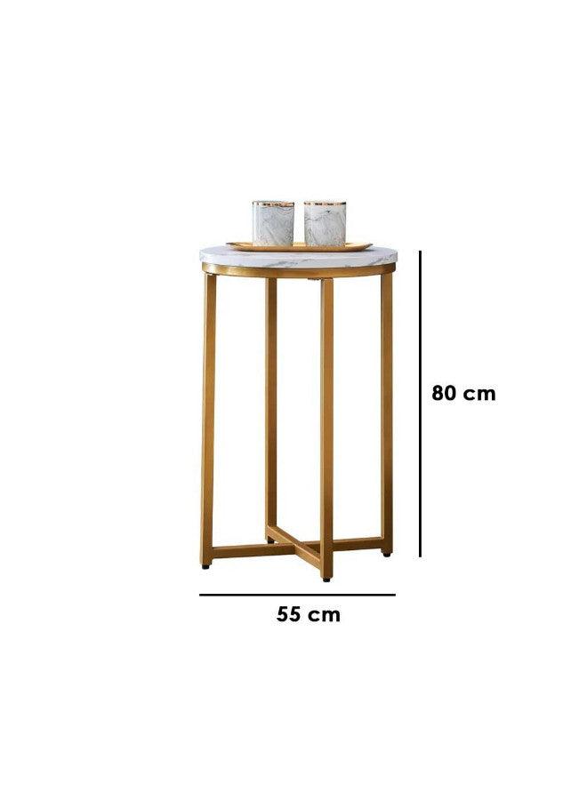 Alhome side table, size 55 x 80 cm - white and gold - AL-561 - Zrafh.com - Your Destination for Baby & Mother Needs in Saudi Arabia