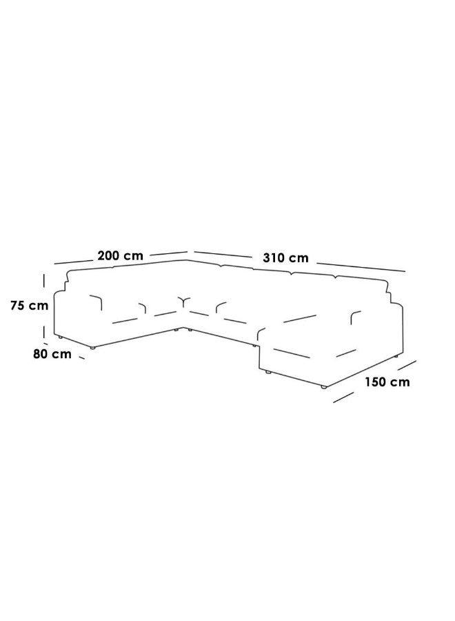 Alhome sofa 150 x 310 x 200 x 80 cm - grey - AL-390 - Zrafh.com - Your Destination for Baby & Mother Needs in Saudi Arabia