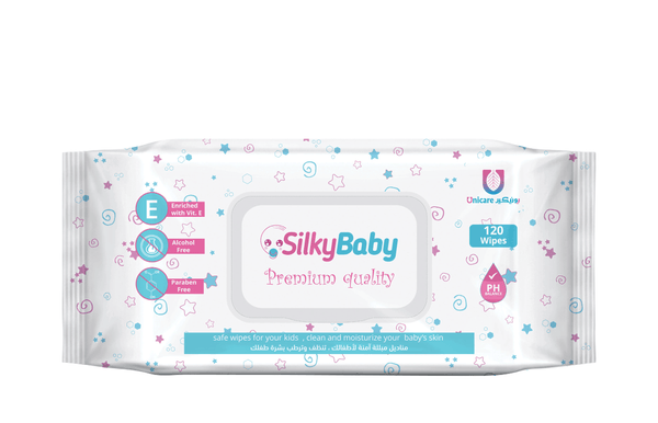 Unicare Silky Baby Kids wipes 544 g premium quality (120 wipes) - Zrafh.com - Your Destination for Baby & Mother Needs in Saudi Arabia