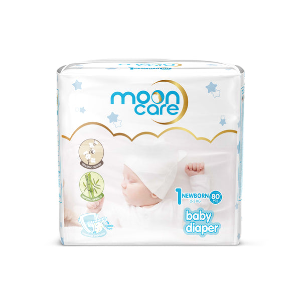 Mooncare Newborn Baby Diapers Size 1 , 80 Pieces (2-5kg)