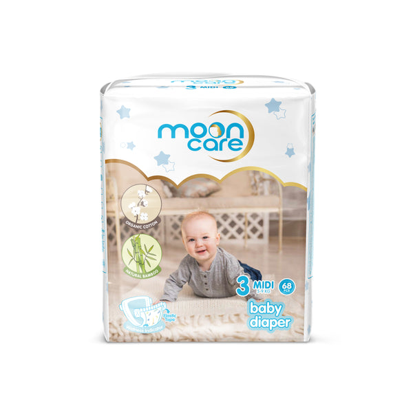 Mooncare Baby Diapers Size 3 Midi, 68 Pieces (5-9kg)