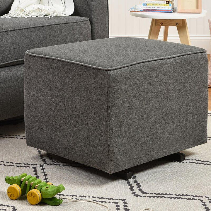 Alhome Linen Gray Pouf Malaysian Wood, Linen Fabric, Gray Color (55x55x40) - Zrafh.com - Your Destination for Baby & Mother Needs in Saudi Arabia