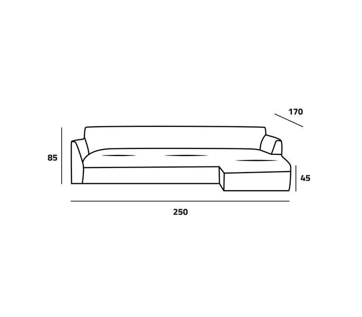 Stylish Gray Linen L-Shaped Sofa - 90x250x170x45 cm - Swedish Wood By Alhome - 110111039 - Zrafh.com - Your Destination for Baby & Mother Needs in Saudi Arabia