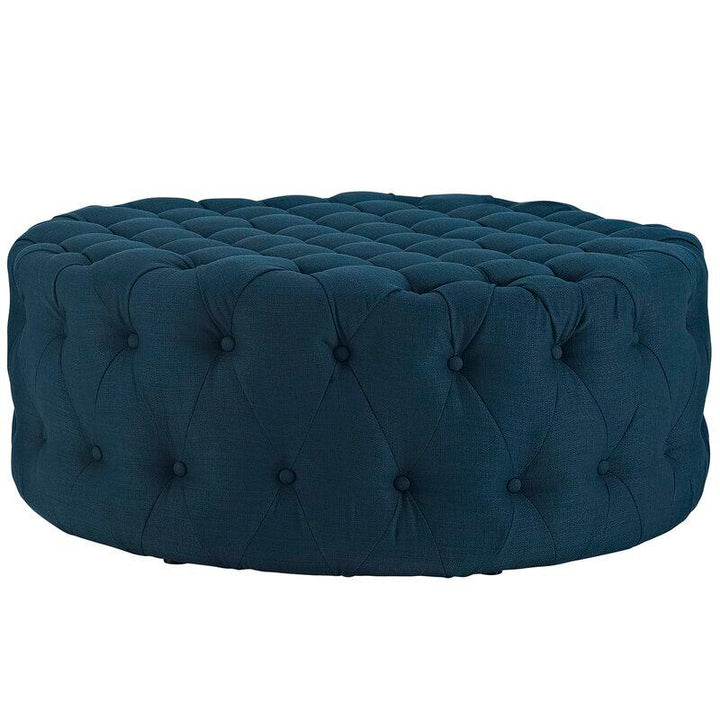 Alhome Linen Navy Pouf Malaysian Wood, Linen Fabric, Navy Color (70x45) - Zrafh.com - Your Destination for Baby & Mother Needs in Saudi Arabia