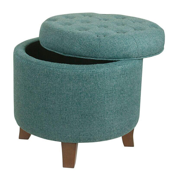 Alhome Linen Tiffany Pouf Malaysian Wood, Linen Fabric, Tiffany Color (60x45x45) - Zrafh.com - Your Destination for Baby & Mother Needs in Saudi Arabia