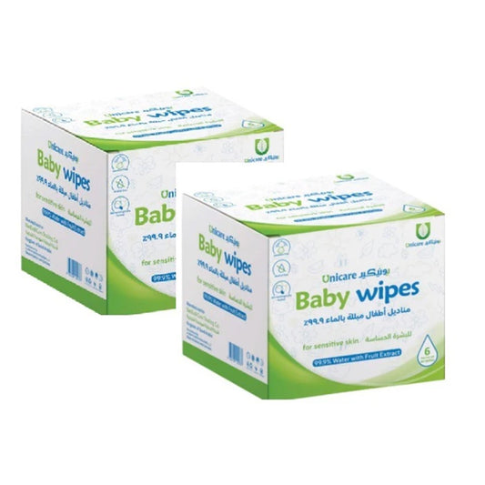 Unicare Baby Water Wipes Pack of  6 x 2 x 64 Sheet - (768 Wipes)