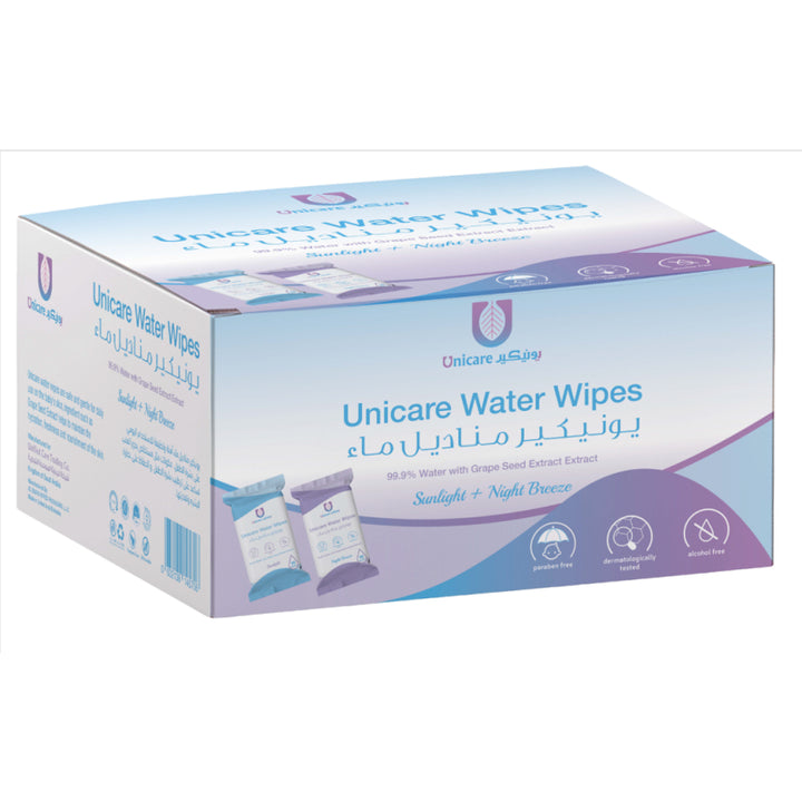 Unicare Water Wipes Carton of 10 Boxes - 600 Wipes - Zrafh.com - Your Destination for Baby & Mother Needs in Saudi Arabia