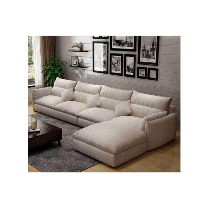 Alhome LShape  Sofa - Linen - Beige - 85x180x300x80 cm - Zrafh.com - Your Destination for Baby & Mother Needs in Saudi Arabia